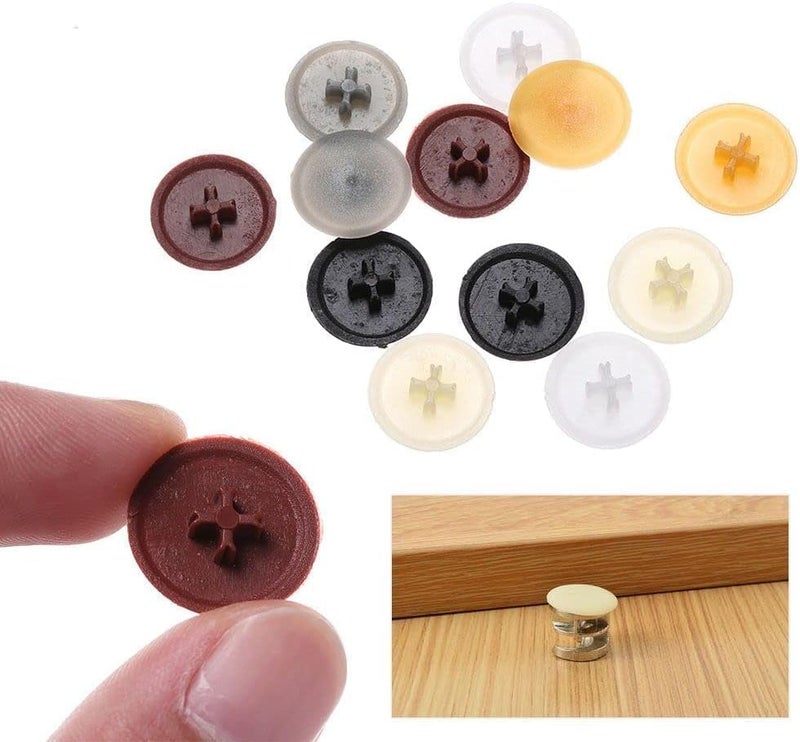 Bwexxt 100 Pcs 17mm White Easy to Install Screw Cap Covers Assortment Kit, Self-Tapping Caps Hole Covers, Screw Hole Covers Screw Cap Covers for Phillips Screws Head, Cabinet, Decoration Tapping Fasteners - Image 4